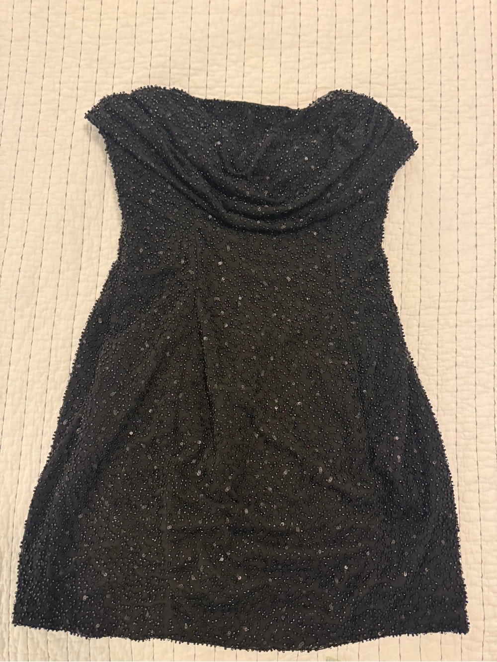 Oh Polly Black Strapless Beaded Mini Dress